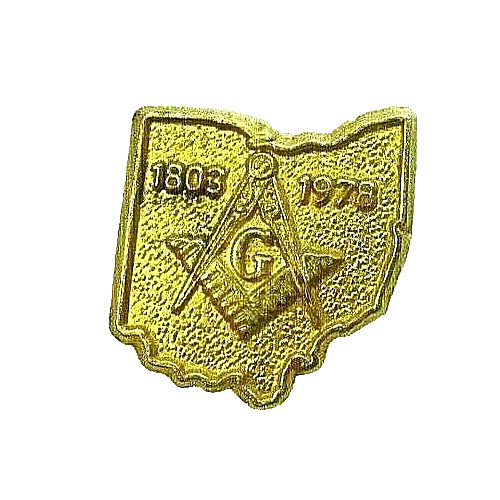 Ohio State Silhouette Lapel Pin 1803-1978 175th Statehood Anniversary Masonic