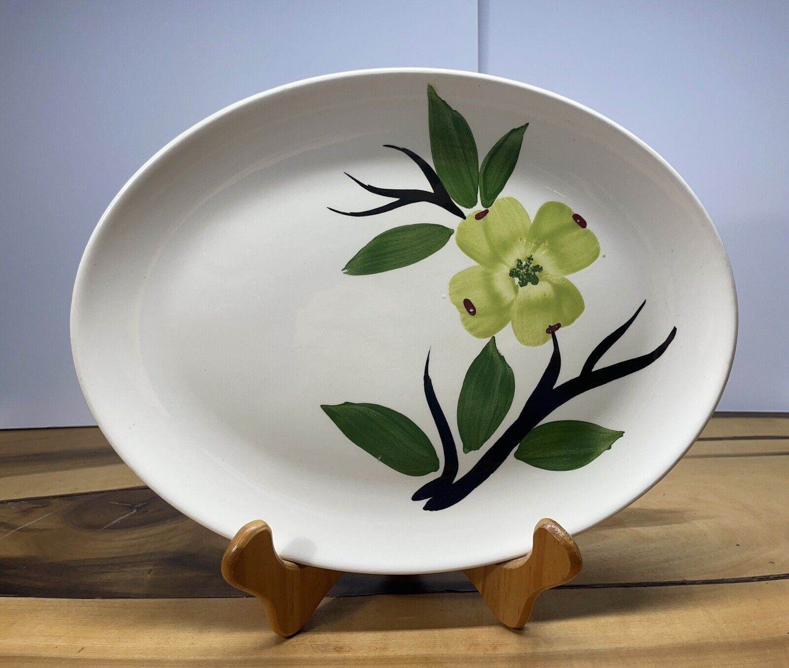 Vintage Joni China Dixie Dogwood Hand Painted Oval Platter - 11.75\