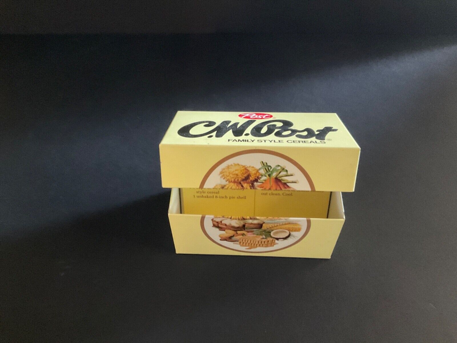 Vintage C W Post Metal Hinged Recipe Box 3 x 5 index card organizer & recipes