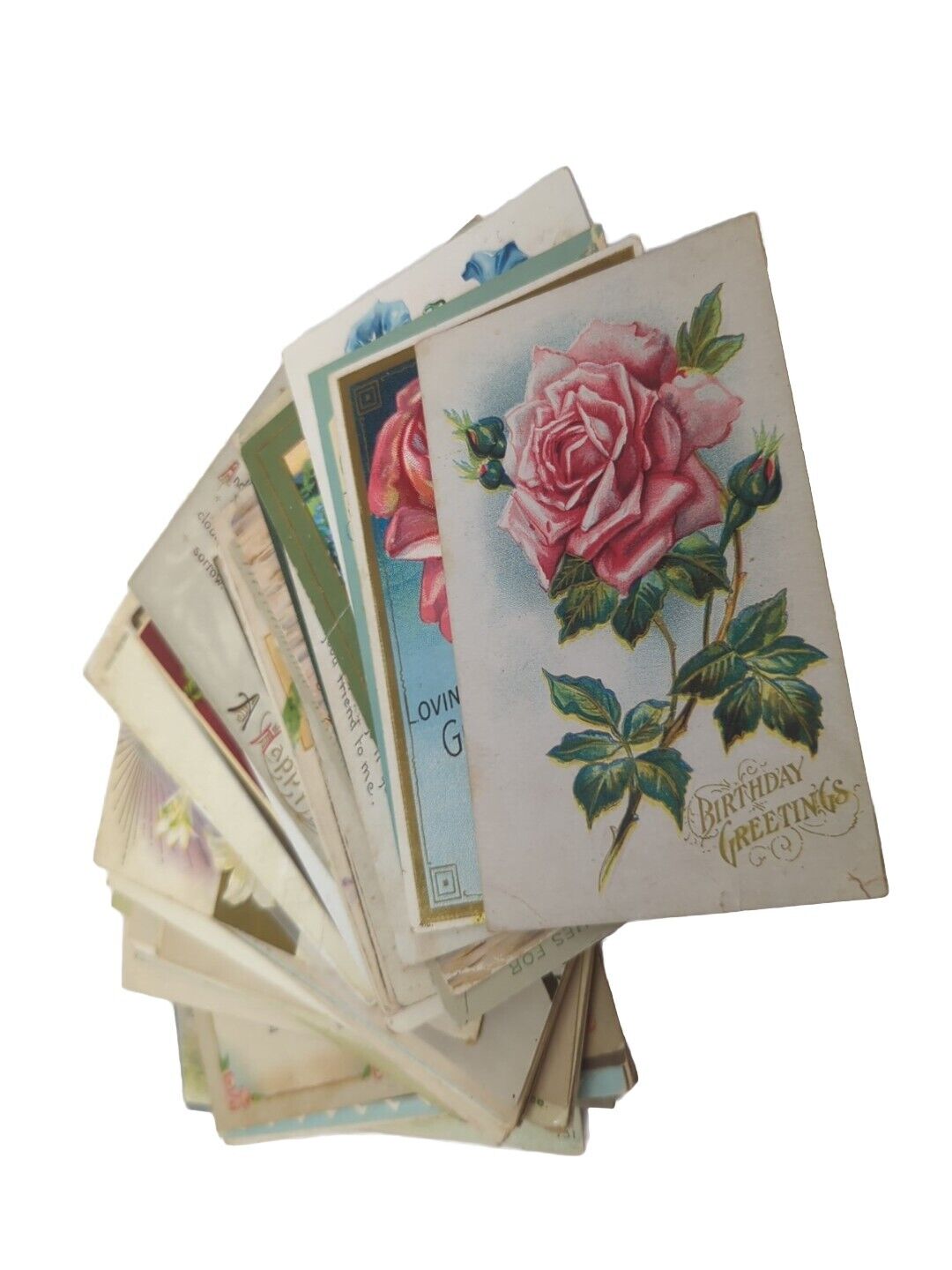 LOT of 60+ Antique Birthday Postcards Vintage Greeting Cards Floral Embossed etc