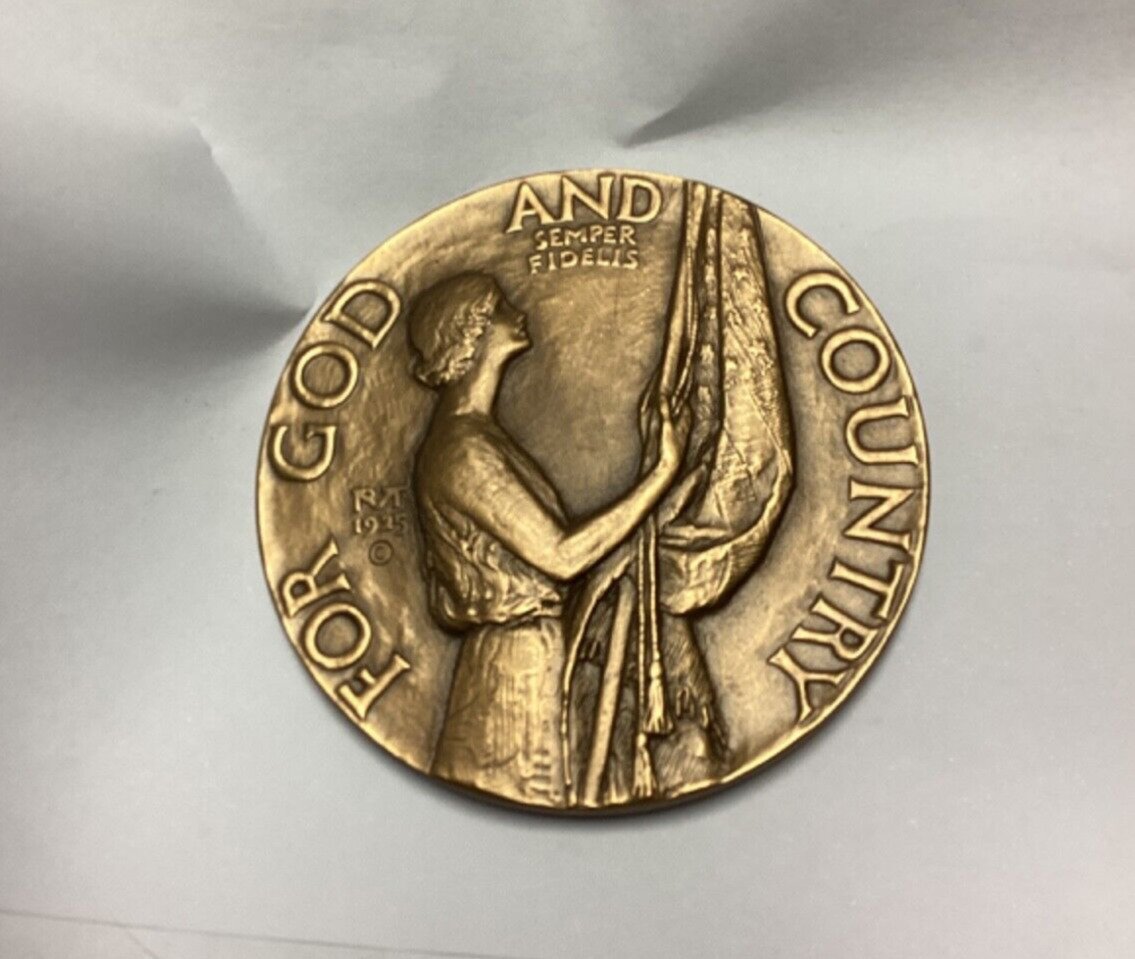 Antique Bronze American Legion School Award For God & Country Medal Bronze