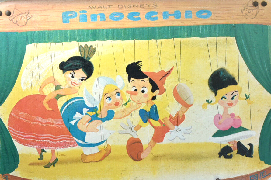 1961 Pinocchio/Walt Disney Metal Food Tray-Bed Tray-Dutch-Italian-Russian Puppet