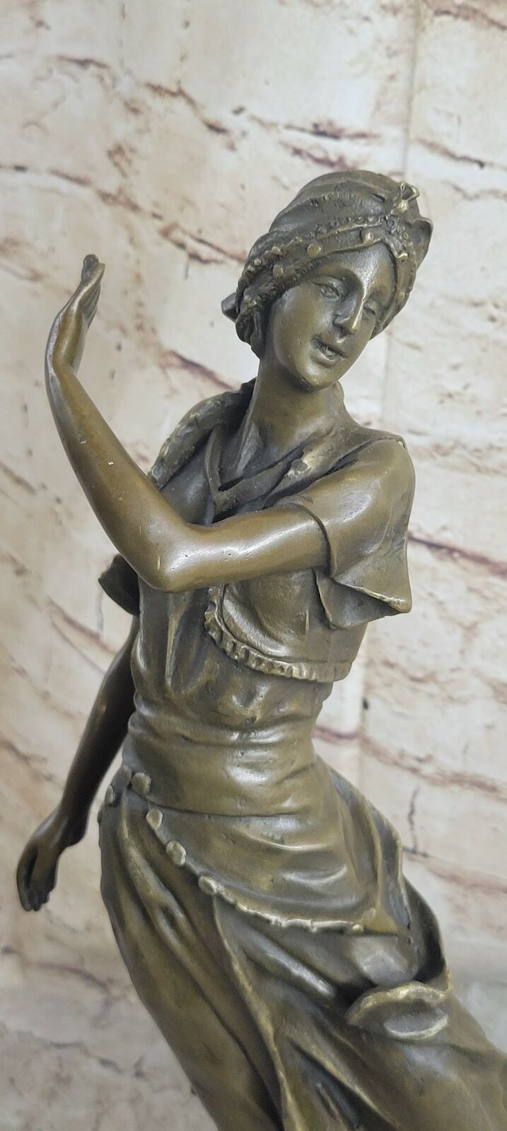 Solid Bronze Classic Statue of a maiden Standing on a bronze Black plinth Decor