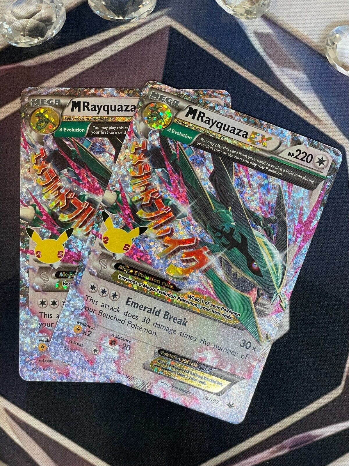 Lot 3 - (2) Pokemon MRayquaza EX 76/108 & Bonus Card (1) Rayquaza 138/185