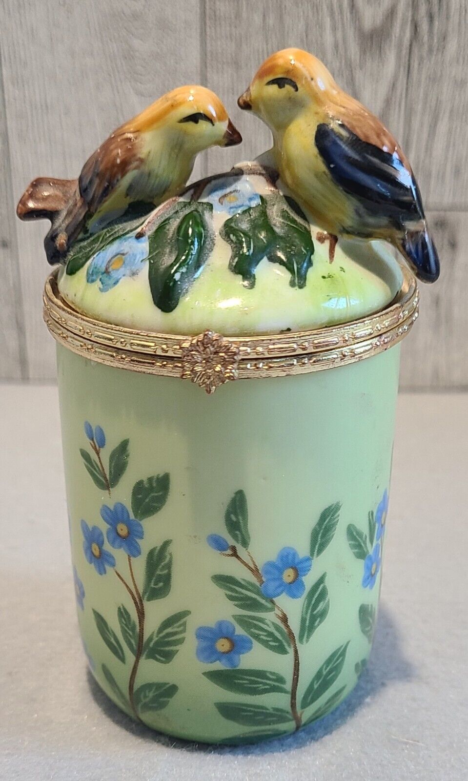 Vintage BOMBAY Company Porcelain Birds and Flowers Candle Holder