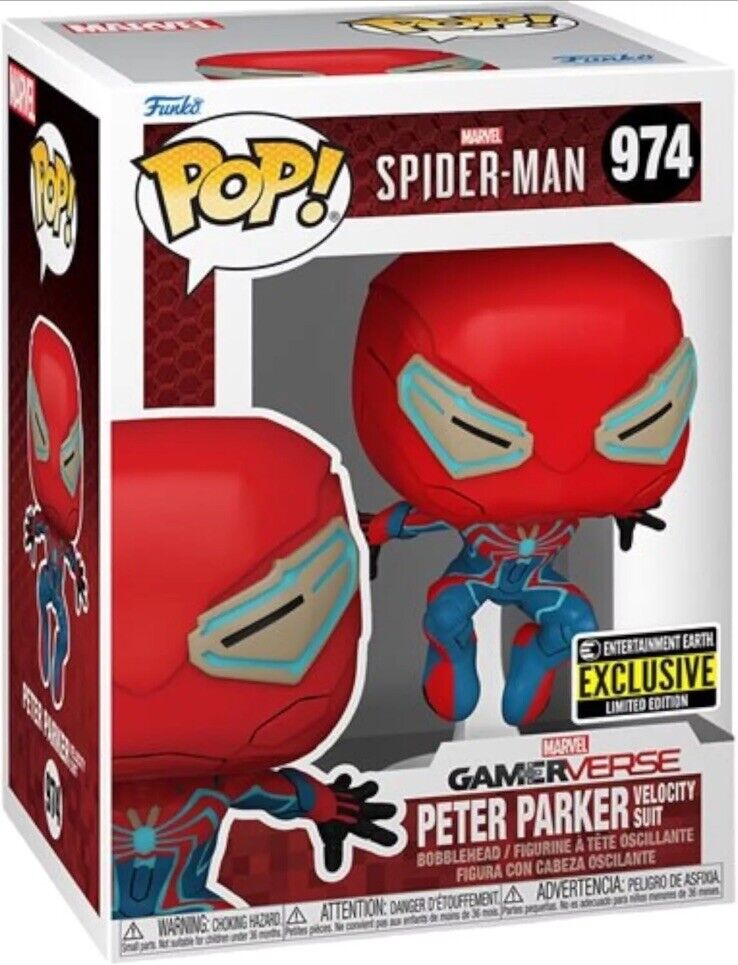 Funko POP Spider-Man 2 Gameverse Peter Parker Velocity Suit #974 With Protector