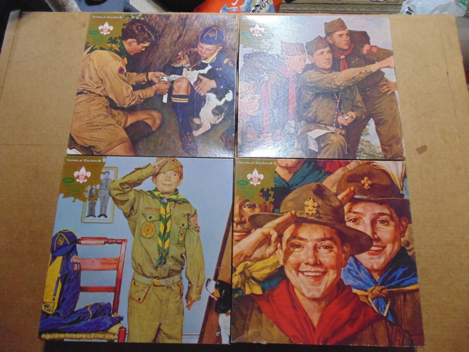 Lot Of 4 Jaymar Norman Rockwell Boy Scouts of America 540 Piece Jigsaw Puzzles