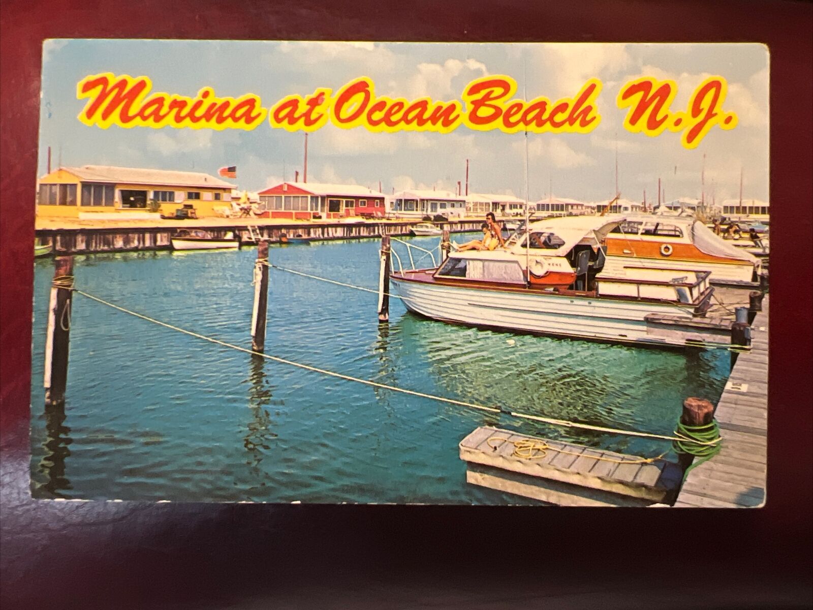 1970 Marina At Ocean Beach, NJ Vintage Postcard