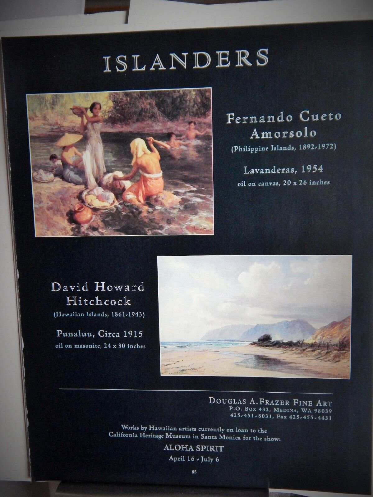 FERNANDO C AMORSOLO / DAVID H HITCHCOCK ART ORIGINAL VTG 1997 ADVERTISEMENT,