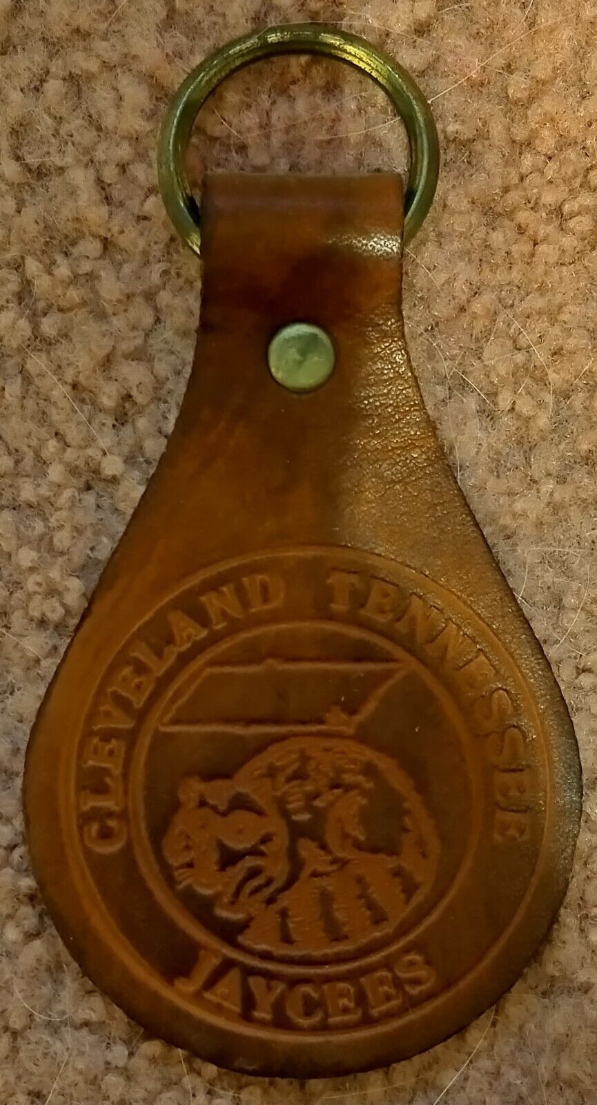 Vintage Cleveland Tennessee Jaycees Leather Keychain