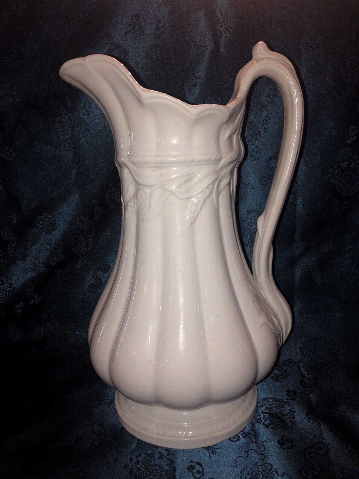 Antique Elsmore & Forster English White Ironstone Ceres 13\'\' Water Pitcher 1859