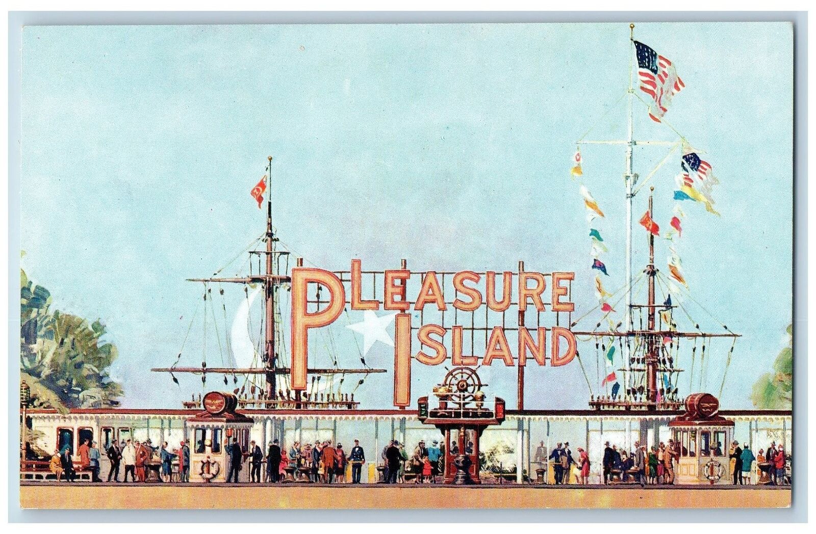 c1950's Entrance Of Pleasure Island Ticket Boot Wakefield Massachusetts Postcard