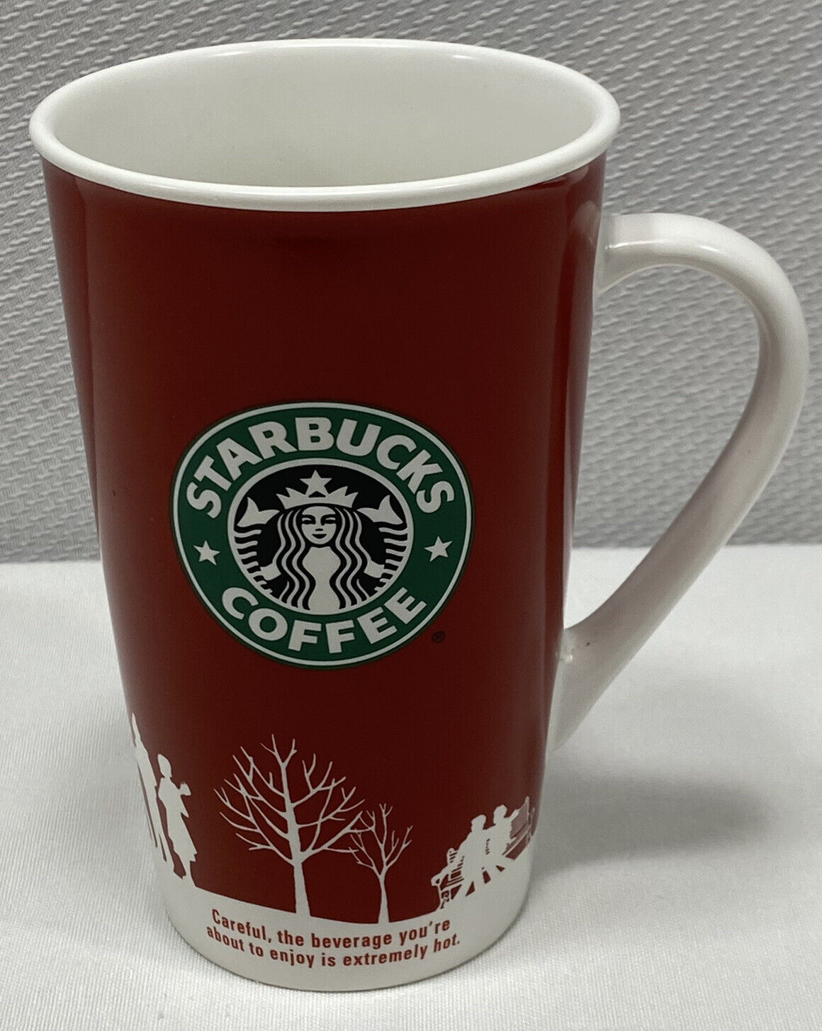 Starbucks 2006 Tall Coffee Mug Holiday 16oz Christmas Red & White Winter Cup