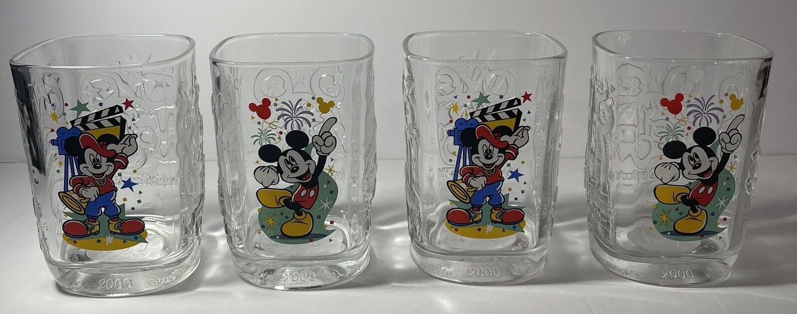 Vintage 2000 McDonalds Cups Walt Disney World Mickey Mouse Glasses Set of 4