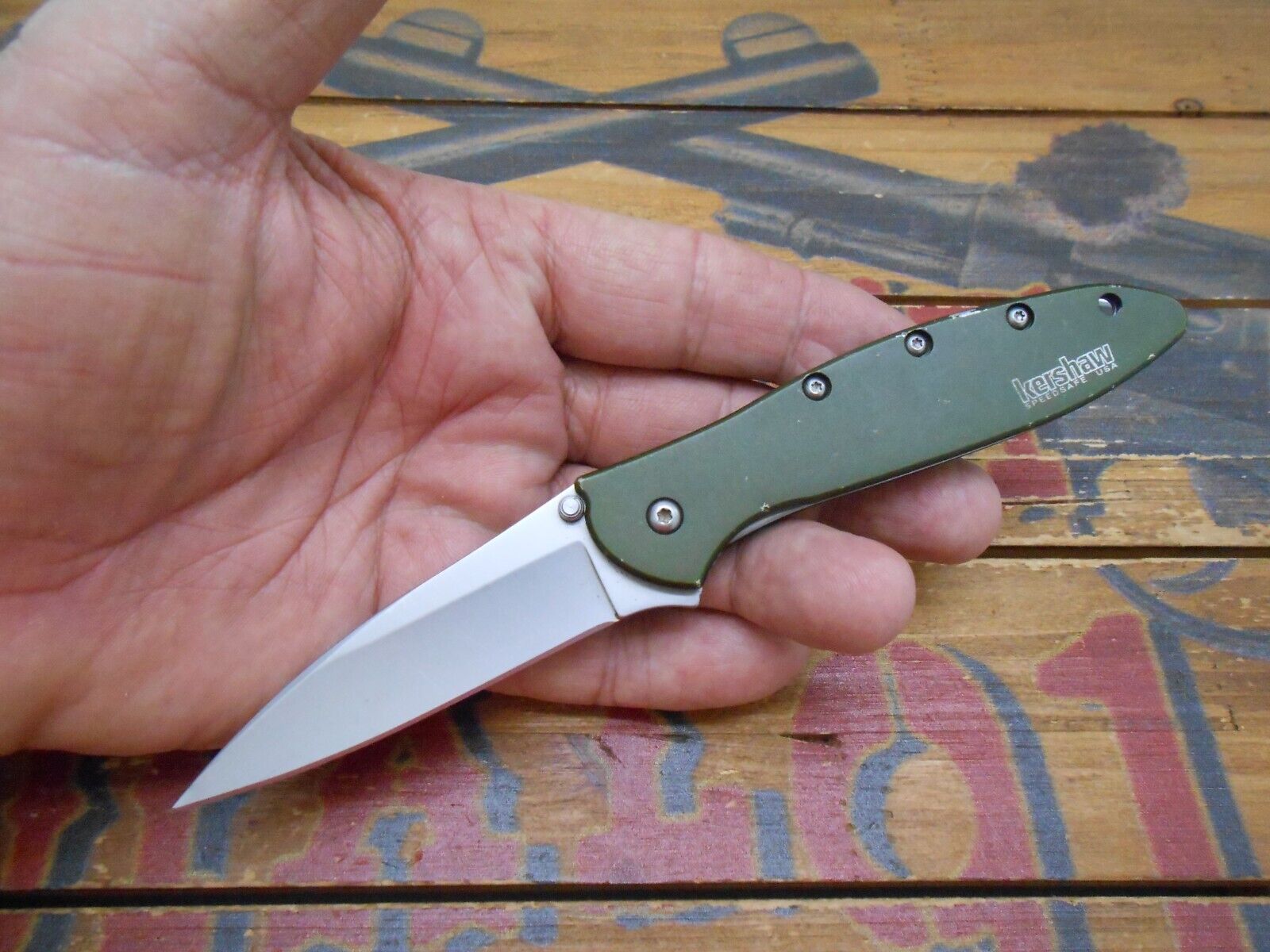 Kershaw Leek 1660OL Assisted Open Knife Liner Lock Plain Blade  USA