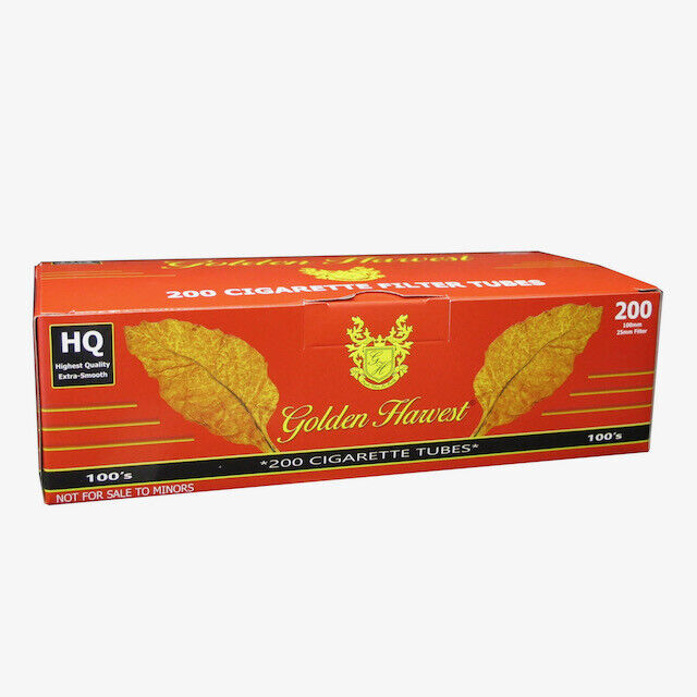 Golden Harvest RED Cigarette Filter Tubes - 100mm 200ct Per Box [10-Boxes]