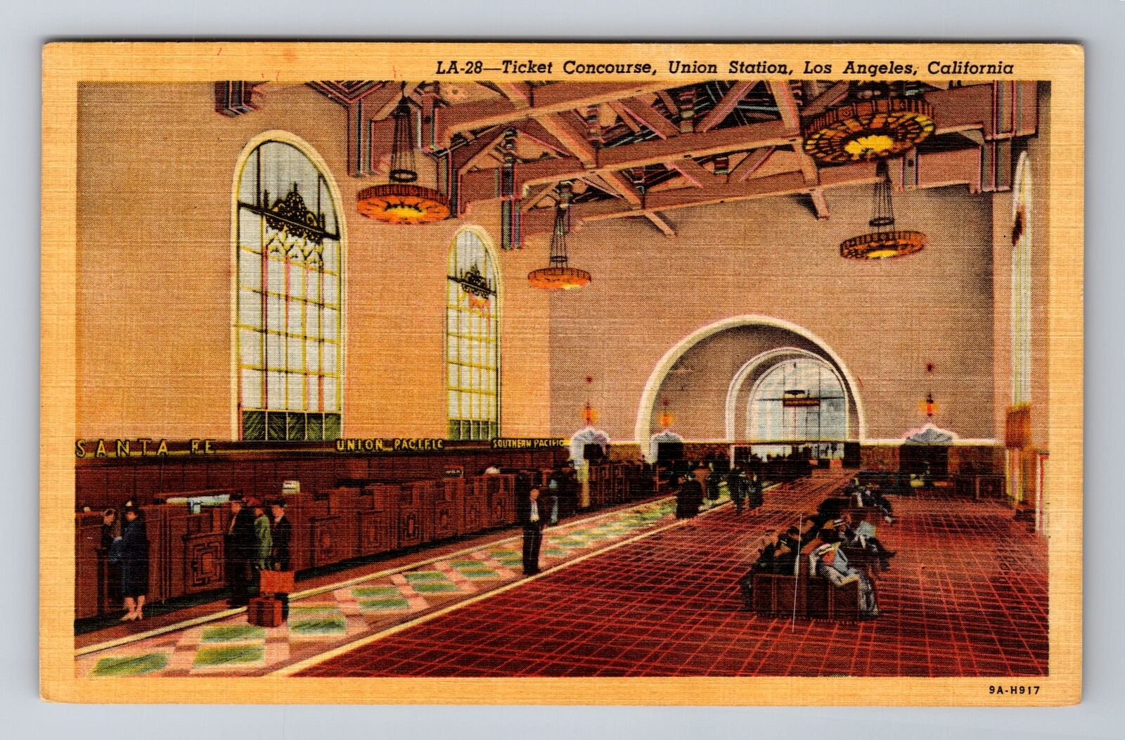 Los Angeles CA-California, Ticket Concourse, Union Station, Vintage Postcard