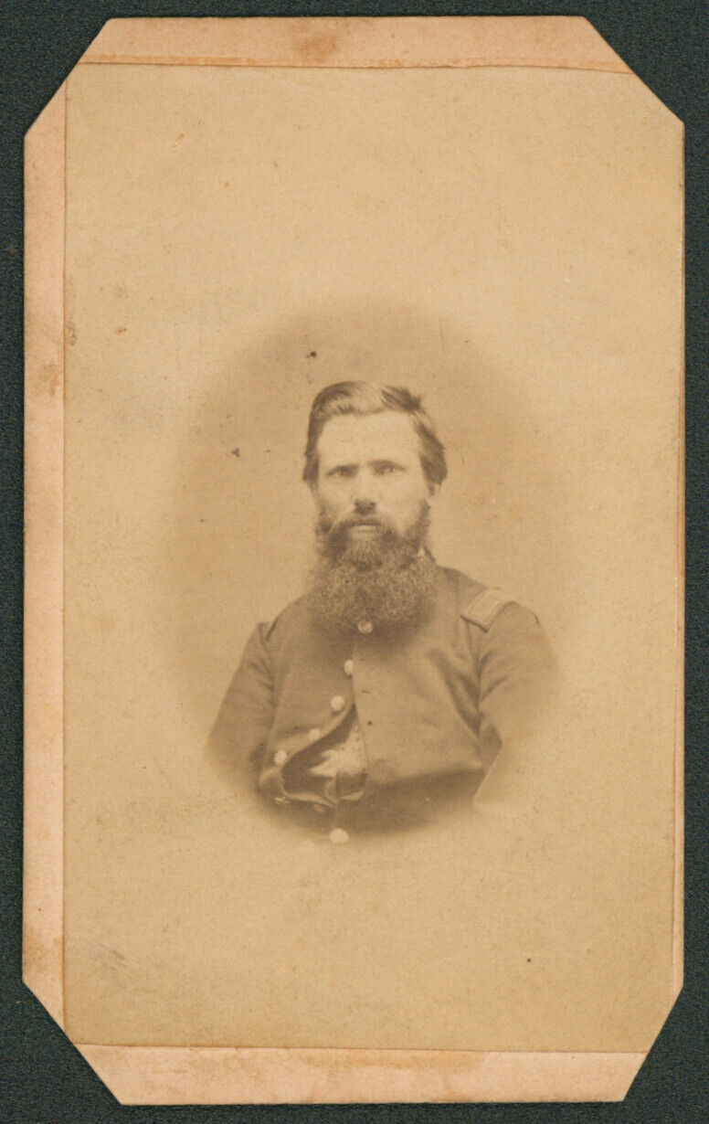 1860s Civil War Possible ID Bearded Soldier Officer CDV Photograph