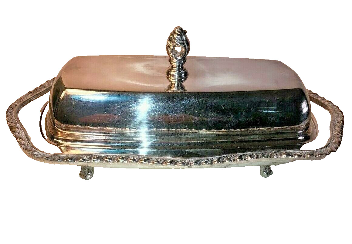 Vintage Gorham Silver Co., Silver Plate on Copper Butter Dish, Ca. 1950 - 1960s.
