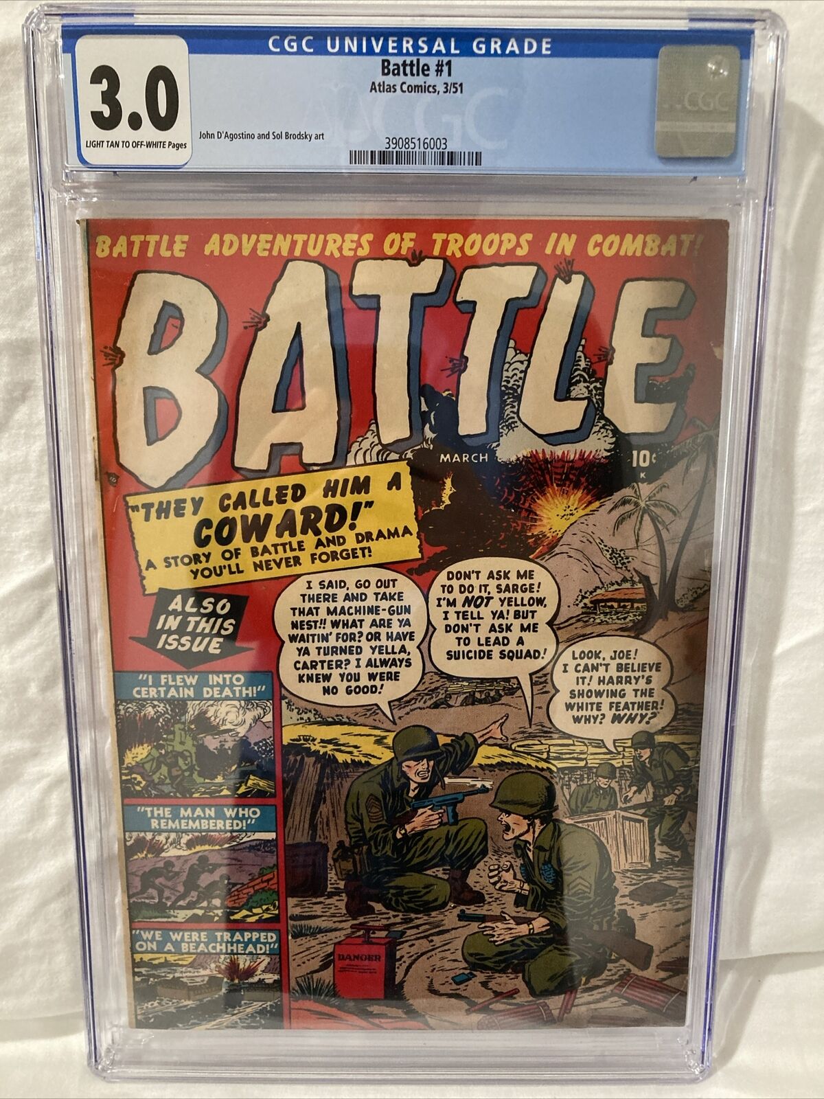 Battle #1 (March 1951, Atlas Comics) Rare, Golden Age, CGC Graded (3.0)