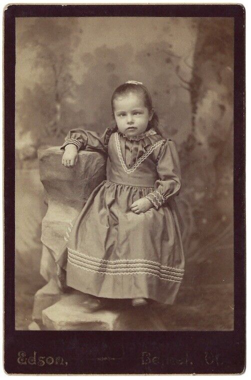 c1880 Girl Down Syndrome Special Needs Bethel Vermont VT Cabinet Card RARE