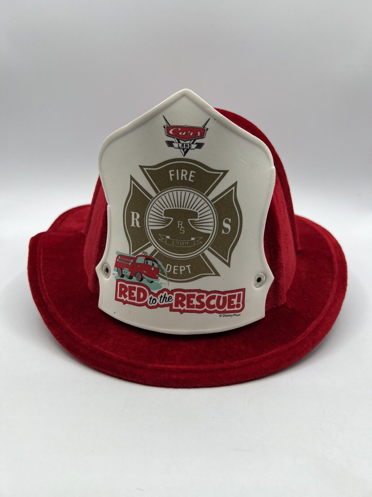 Disney Parks Cars Land Red to the Rescue Firemans Hat, Adjustable Velvety Adult