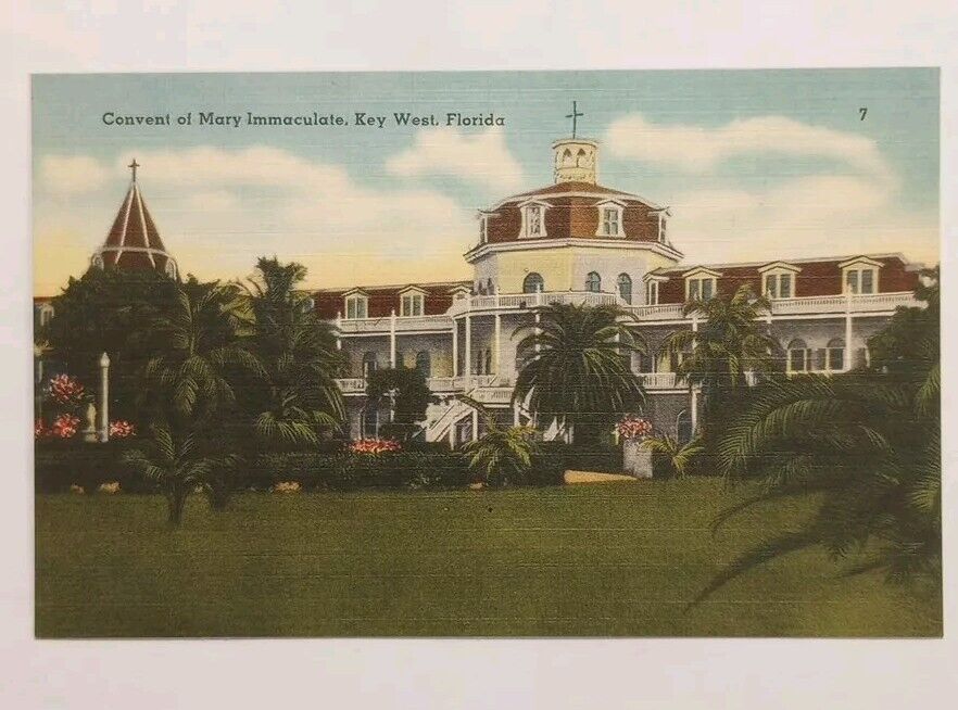 Key West Florida c1940\'s Convent of Mary Immaculate, palm trees