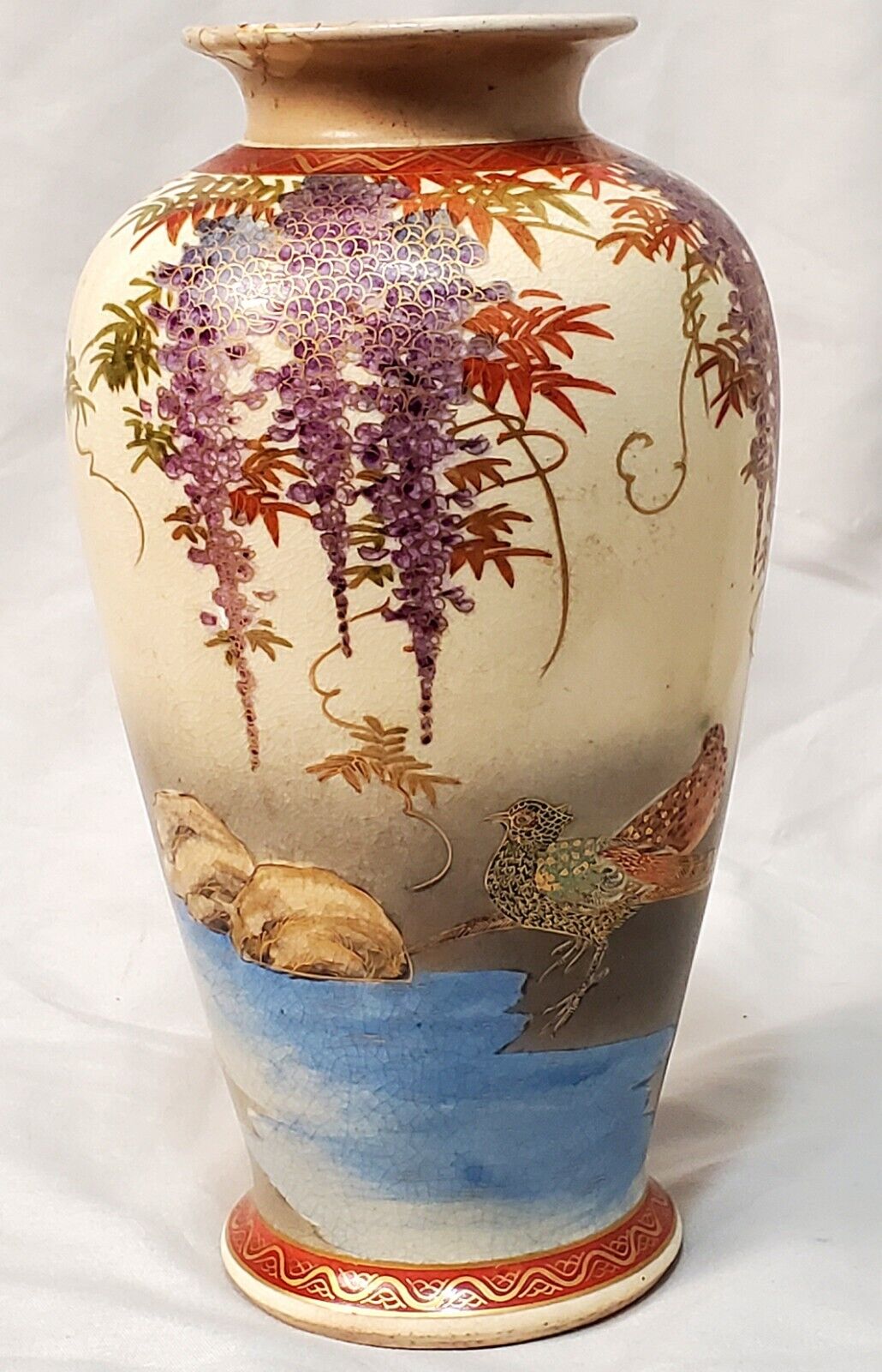 Japanese Satsuma Koshida porcelain vase 7.5\