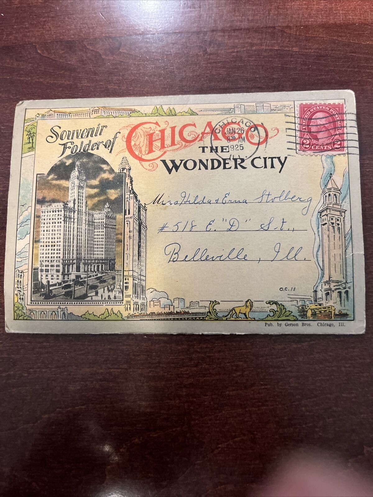Souvenir of Chicago Souvenir Postcard Book Folder 1925 Posted