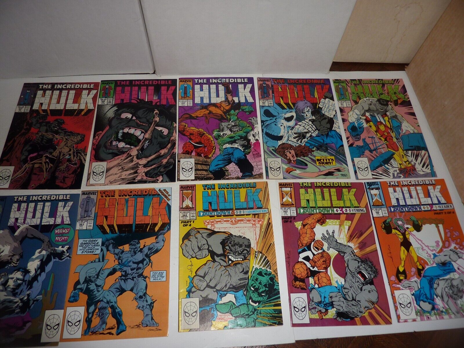 THE INCREDIBLE HULK Marvel 1989/90 10 Issue Lot #357-366 Complete VF/NM