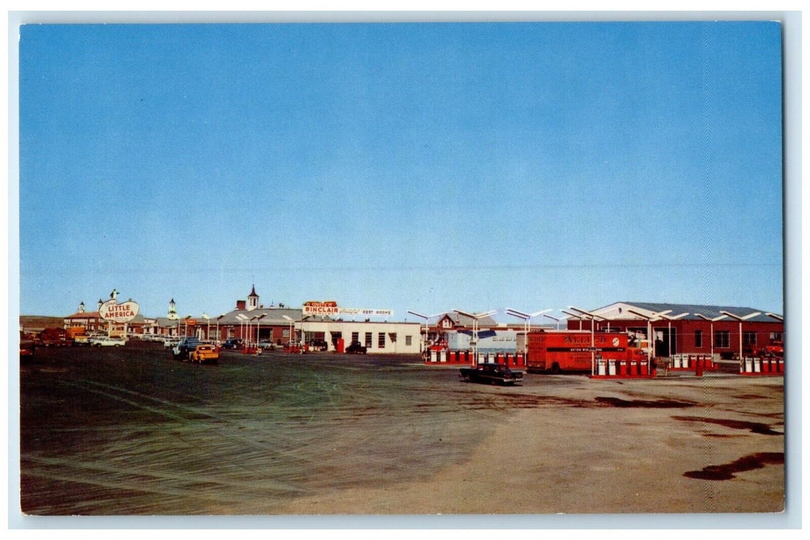 c1960 Little America New Travel Center Exterior Building Road Wyoming Postcard