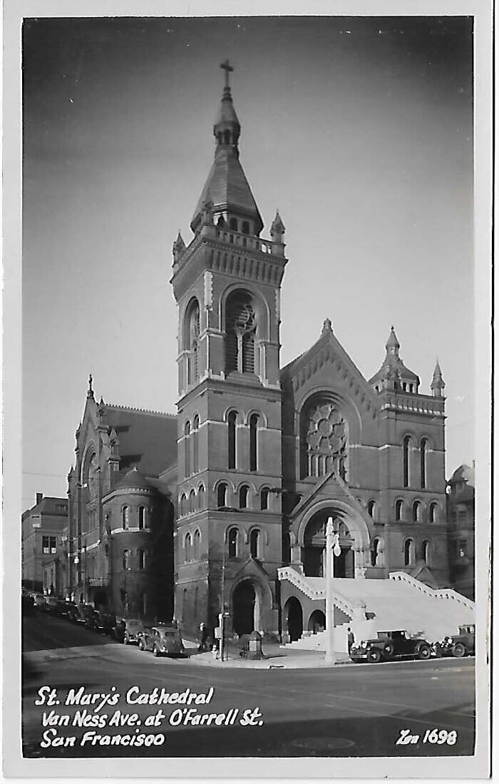 Postcard RPPC St. Mary\'s Cathedral Van Ness Ave at O\'Ferrell St San Francisco