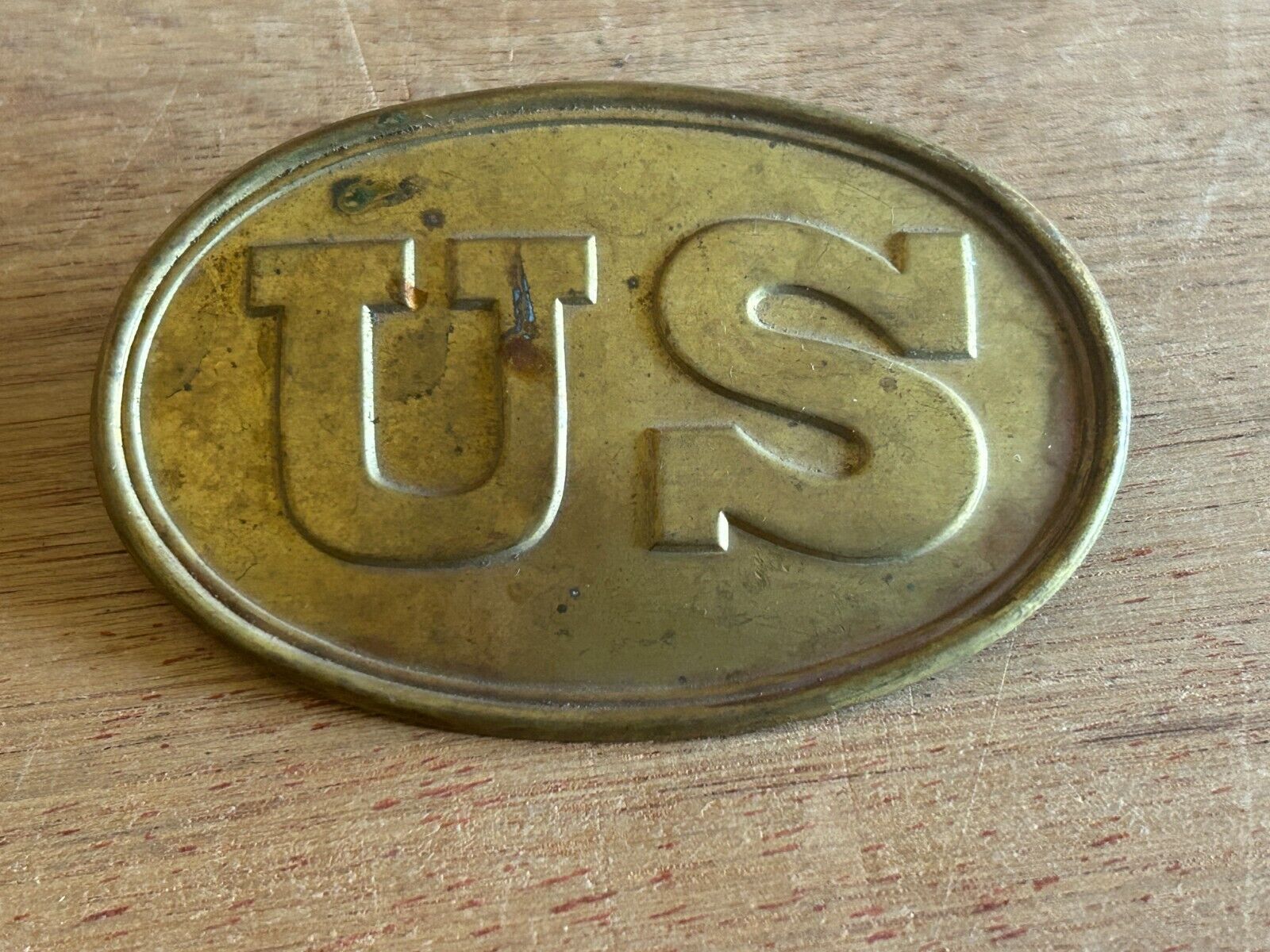 US Cartridge Box Plate Buckle Civil War Era Military Lead Filled Loops Antique