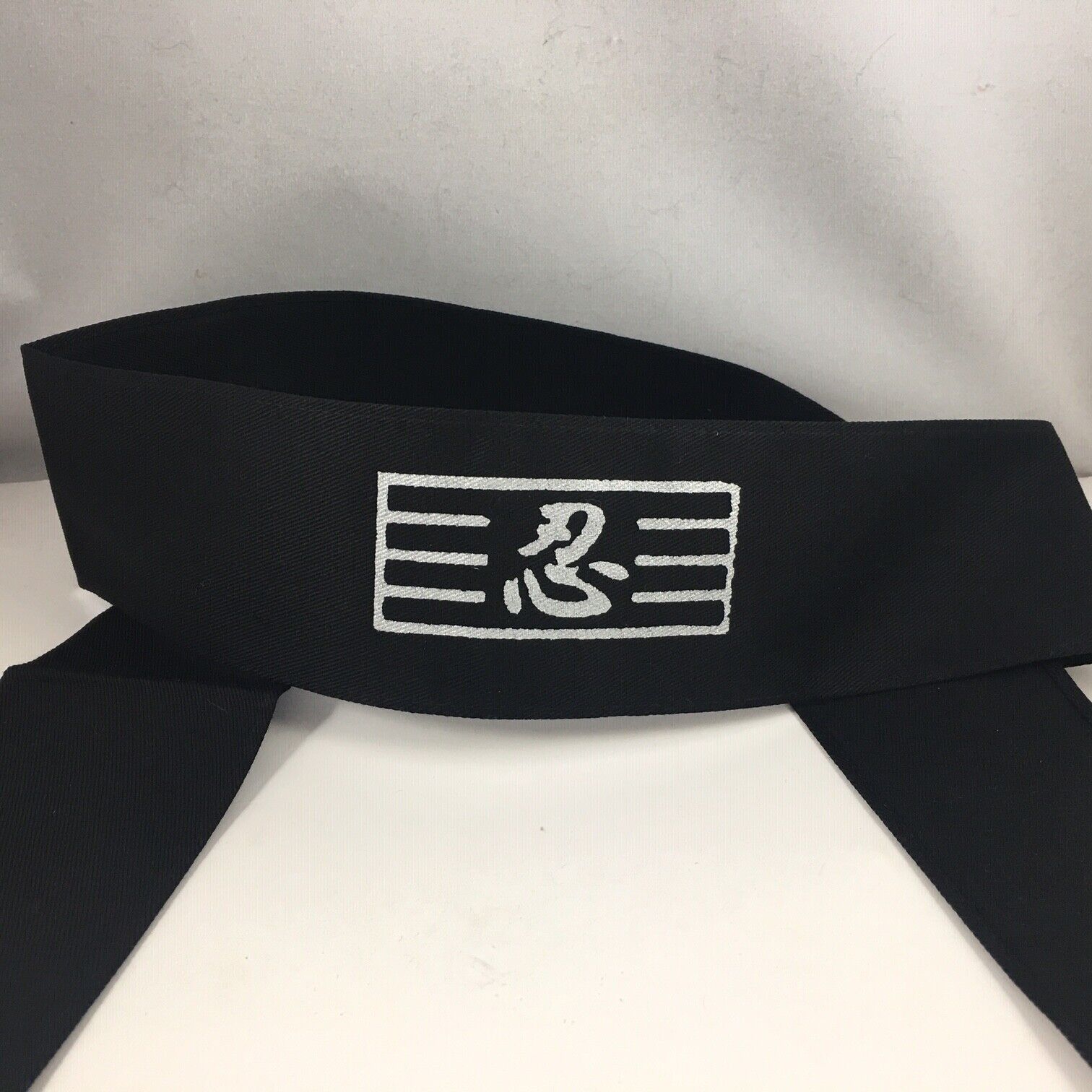 Japanese Hachimaki Black Headband Cloth Silver Ninja Kanji 46\