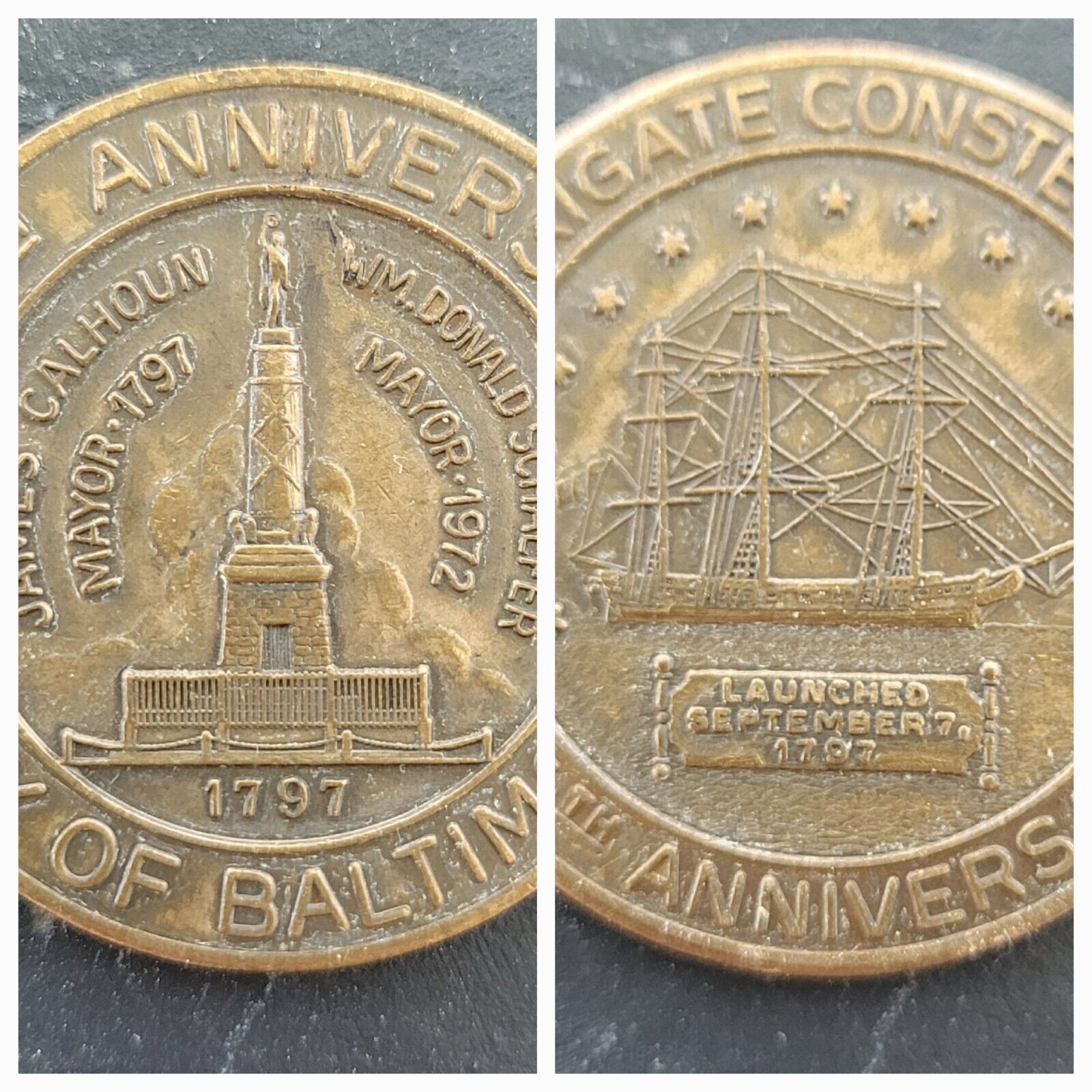 1972 Vintage City of Baltimore USS Constellation 175th Anniversary Coin