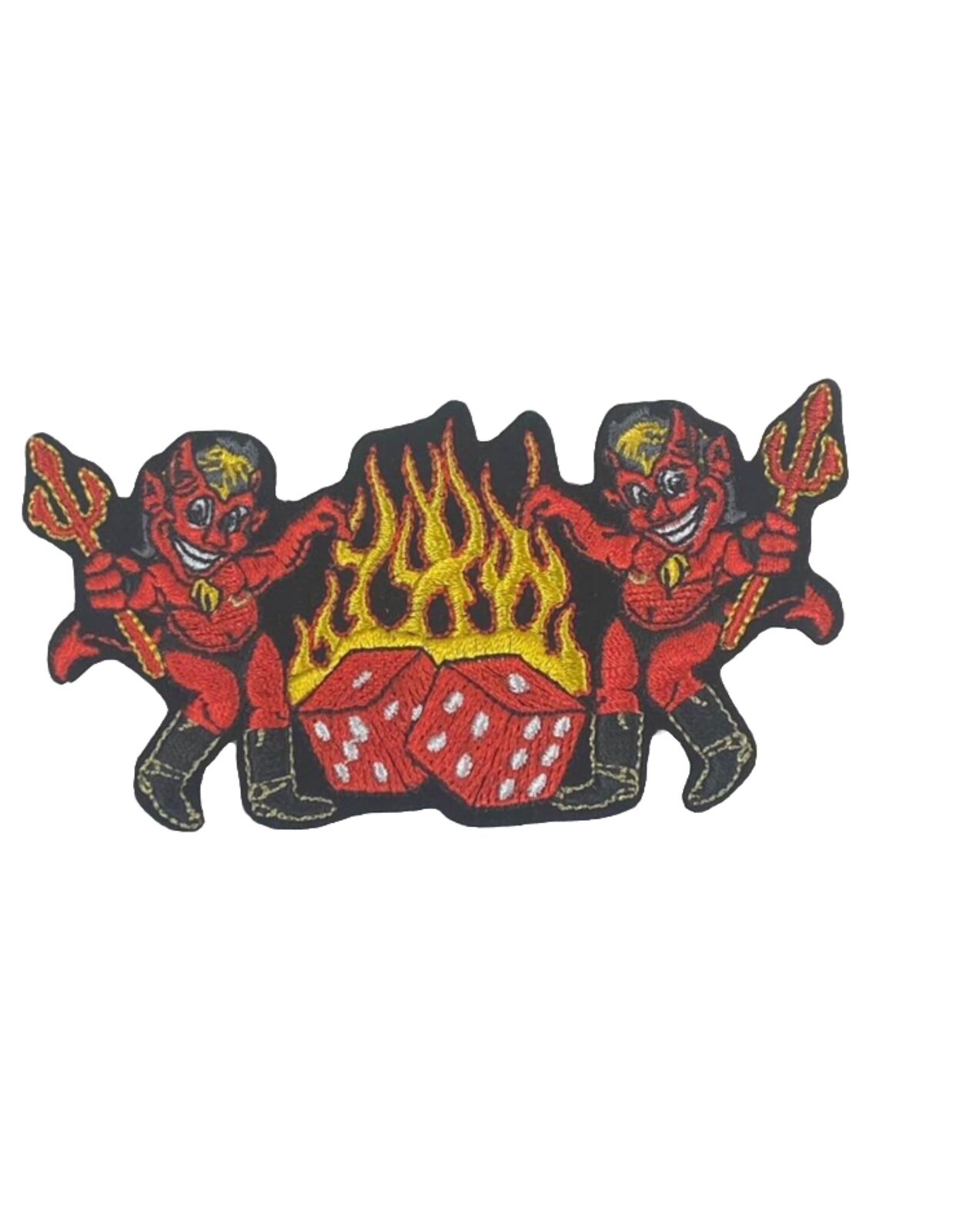 Biker Patch Embroidered Motorcycle Sew On Emblem Red Devil Dice 4.5\