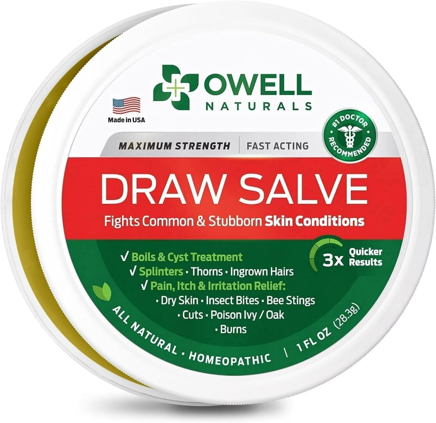 OWELL NATURALS Drawing Salve Ointment 1oz, Ingrown Hair Treatment, Boil & Cyst