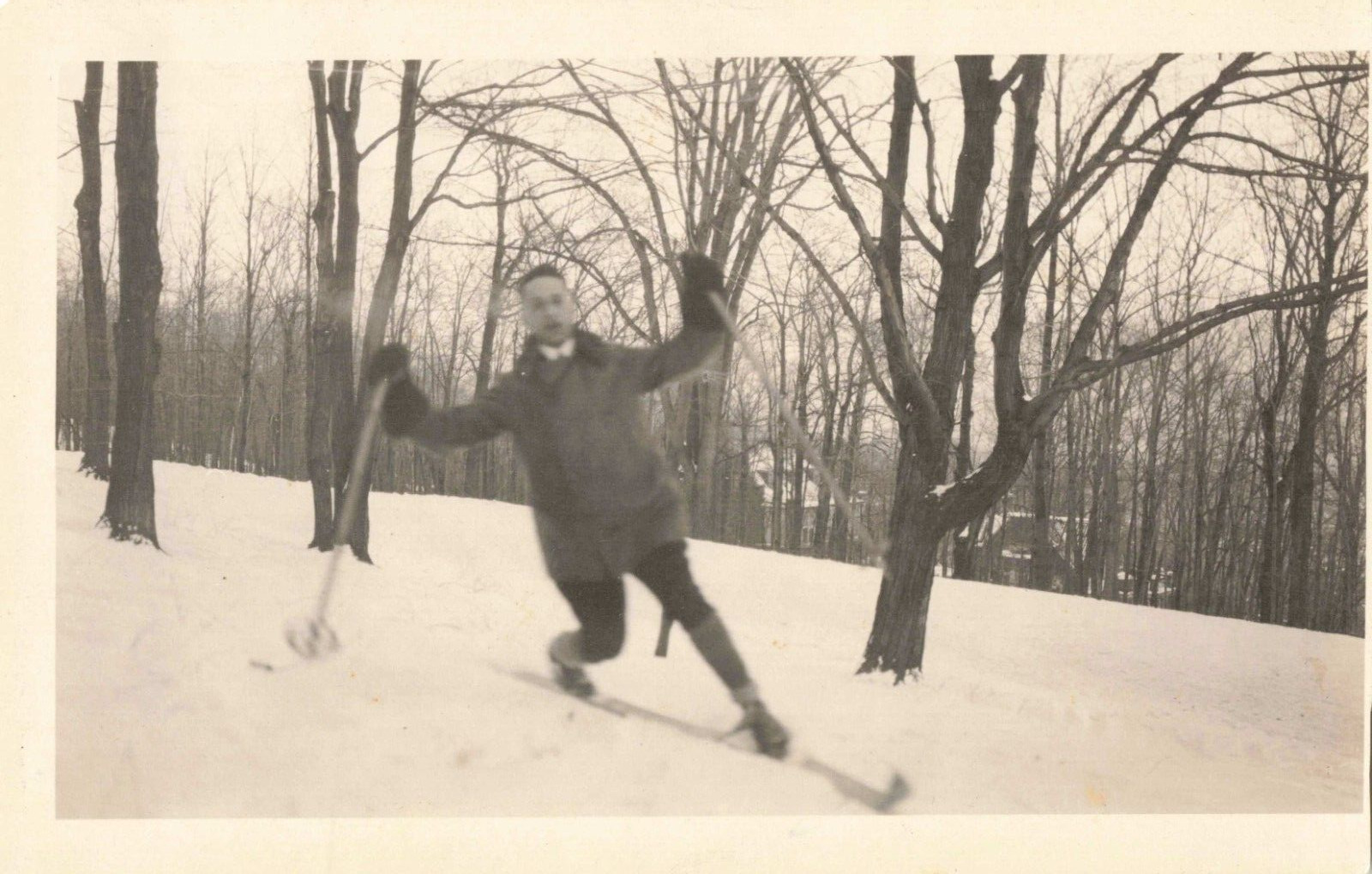 Vintage Photograph Handsome Young Man Cross Country Skiing P047