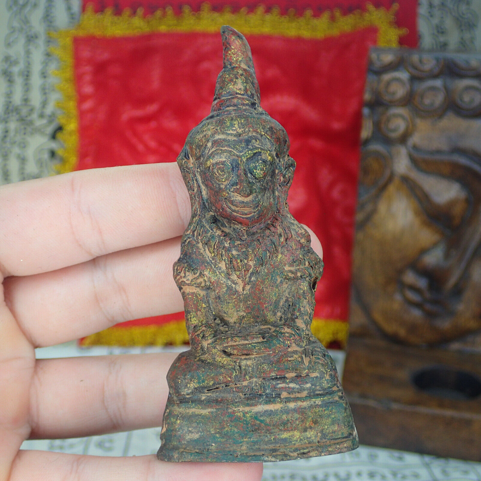 Rare Phra Chai Ngang Statue / Holy Thai amulet Rare Buddha Charm Talisman Ngang