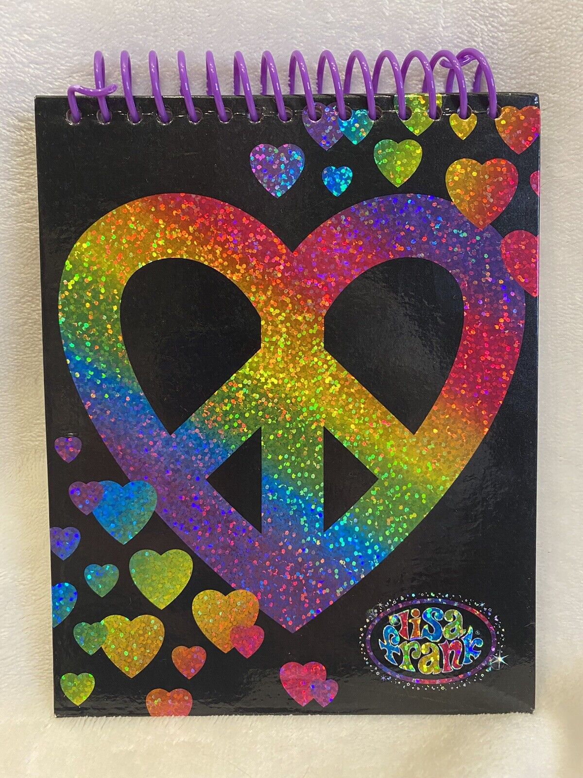 Vintage Lisa Frank Notebook with Scratch Cards and Stickers Unused Hearts Peace