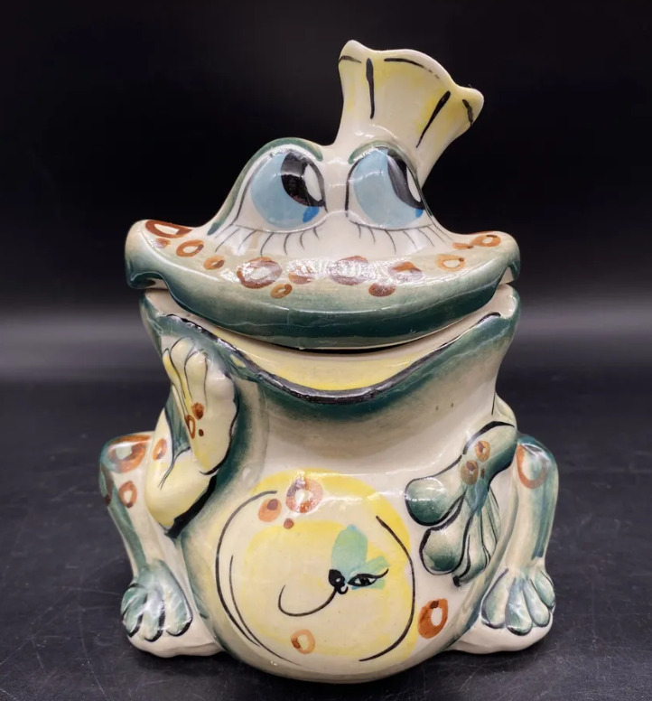 Vintage Princess Frog Teapot Colored Glaze Drawing 2005-2015 Porcelain Nice