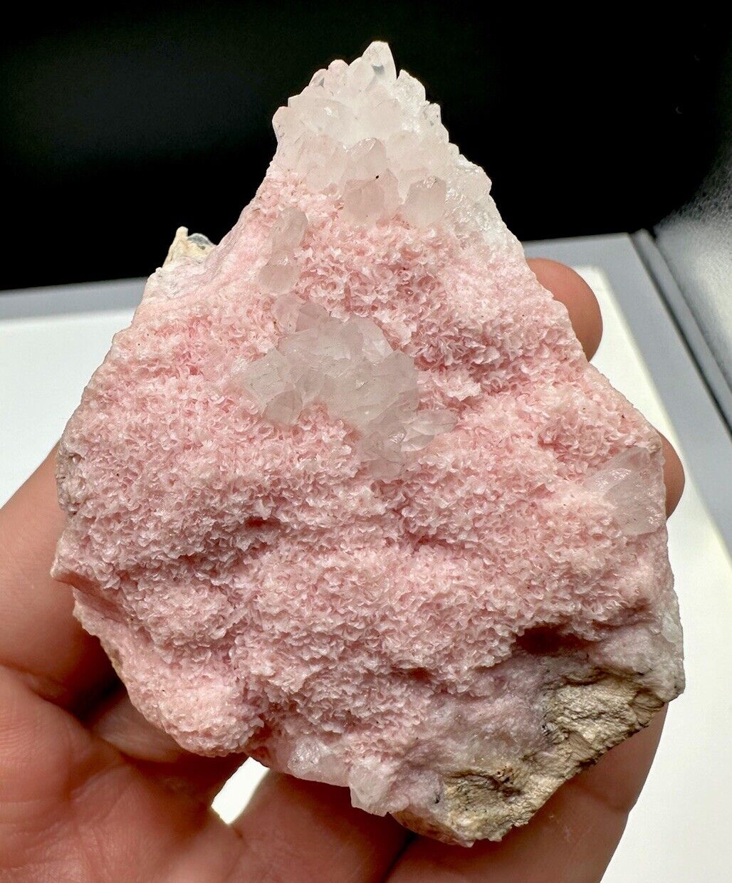 Rhodochrosite w/ Quartz Crystals: Cavnic Mine . Maramures , Romania 🇷🇴