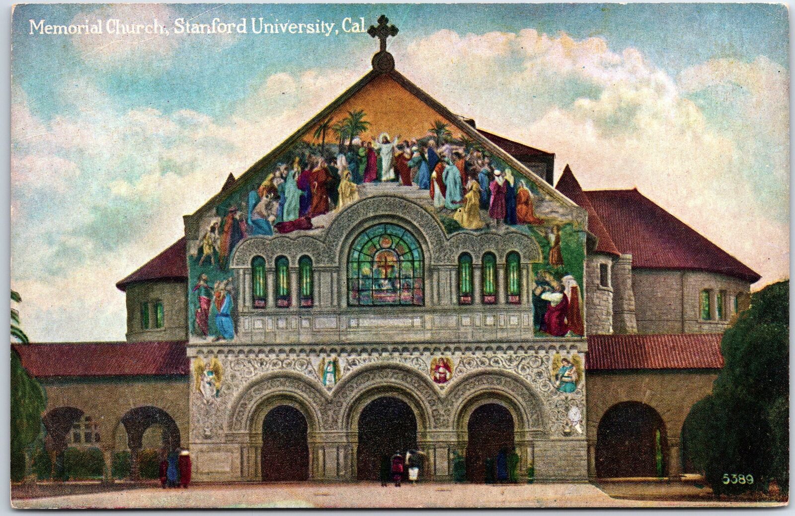 VINTAGE POSTCARD THE MEMORIAL CHURCH AT STANFORD UNIVERSITY CALIFORNIA (1910s)