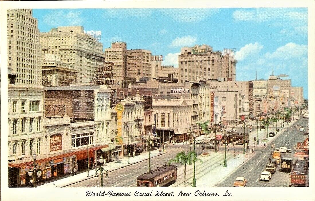 World Famous Canal Street 1960 Postcard Louisiana La New Orleans