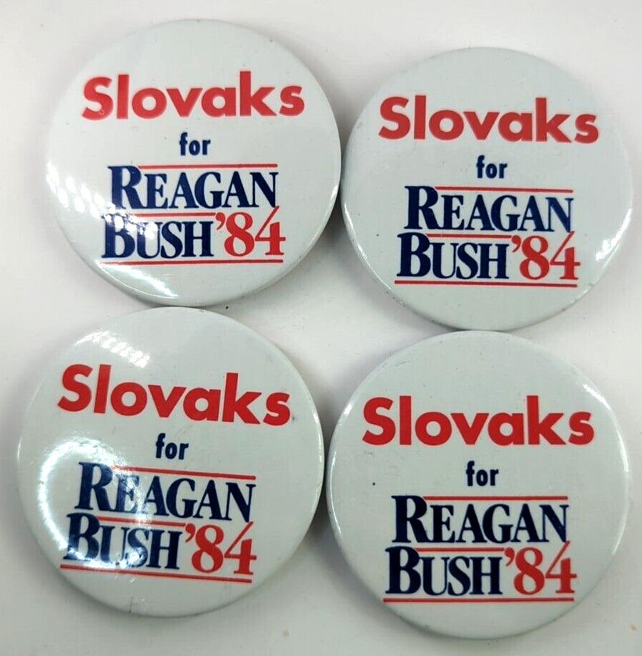 Lot of 4 Rare: SLOVAKS for REAGAN BUSH ‘84 Vintage Political Pin back Button