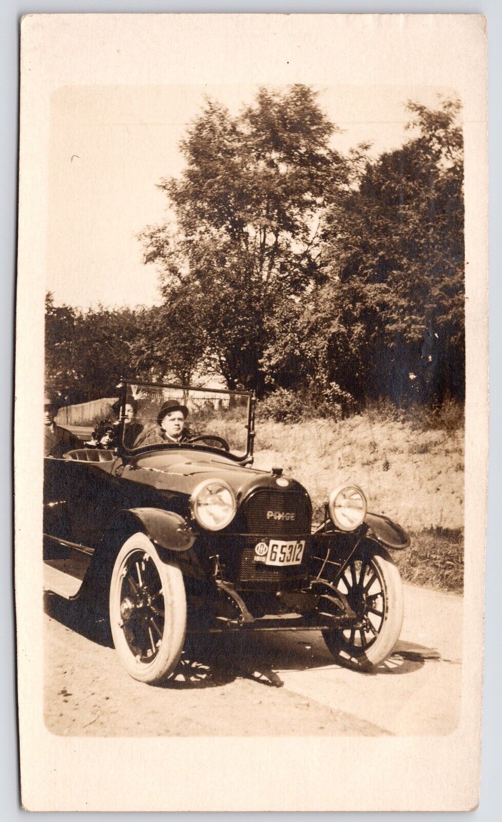 c1920s Paige Automobile Chauffeur & Family~Newark Ohio~Antique RPPC Blank Back