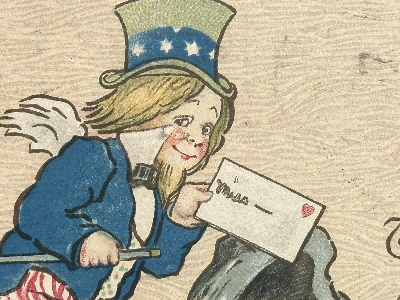 Tucks Postcard Uncle Sam Patriotic Valentine United States Place for Me E Curtis