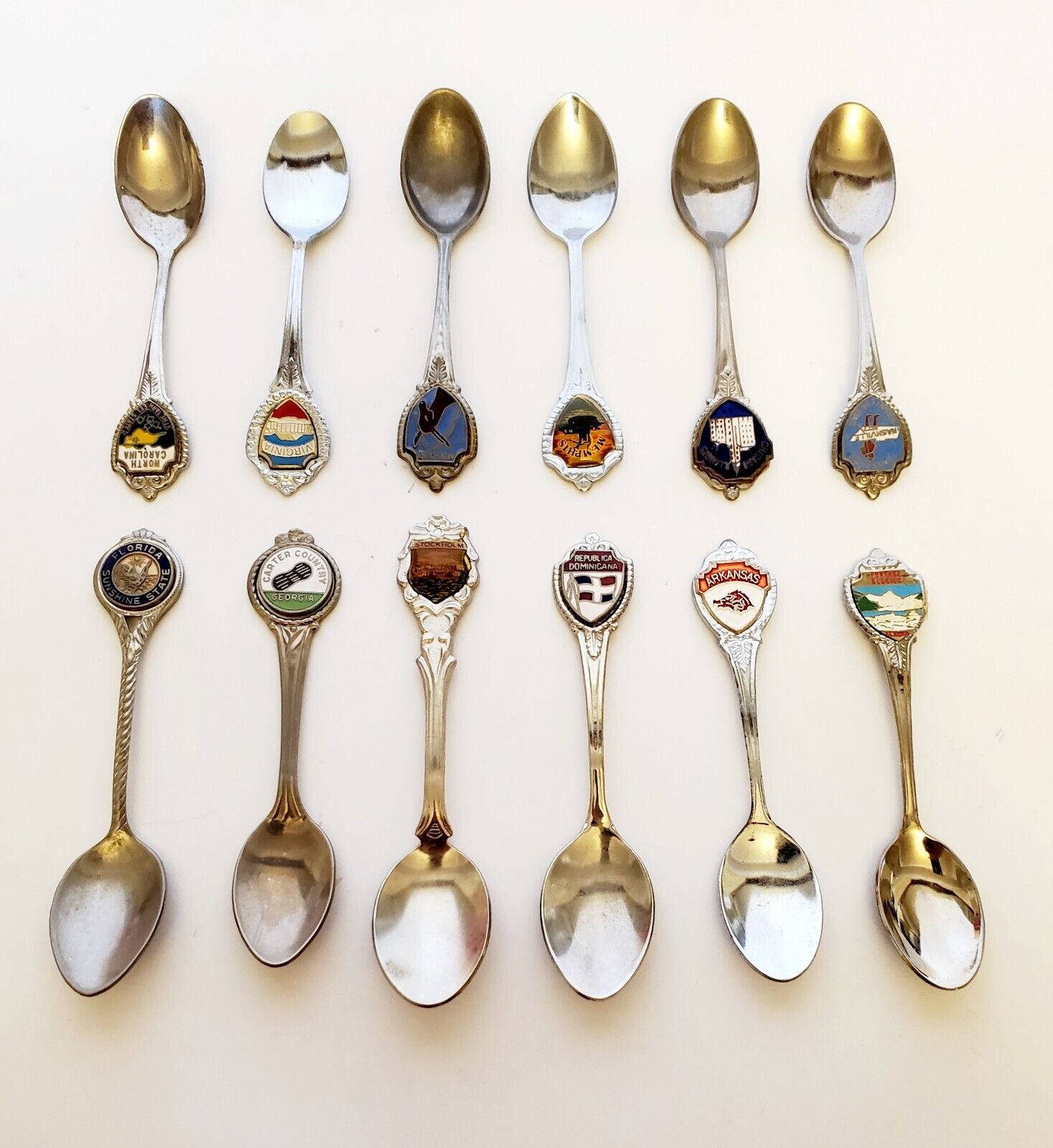 Vintage Mini Spoons USA Souvenir Americana Silverware Lot of 12