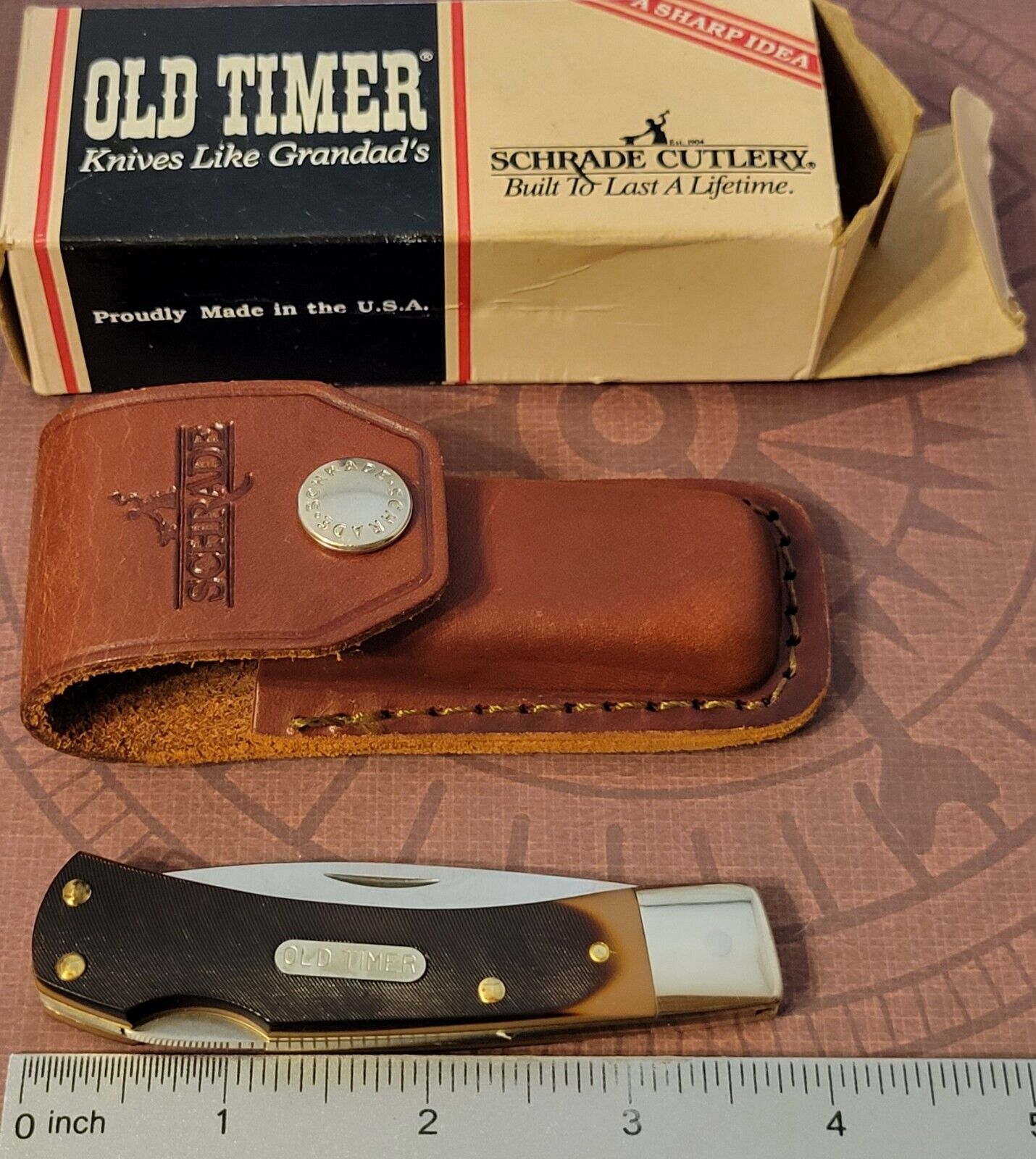 SCHRADE OLD TIMER Knife Made in USA 5OT Bruin Lockback Sawcut Delrin Handles