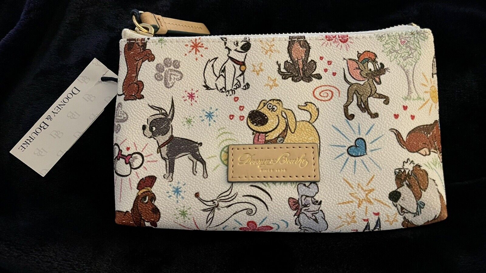 Disney Dogs Paw Prints Sketch Cosmetic Bag Nana Dooney Bourke NWT Dalmations HTF